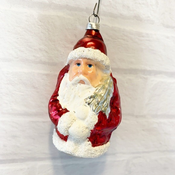Vintage Santa Blown Glass Christmas Ornament 3 Inch West Germany - Picture 1 of 4